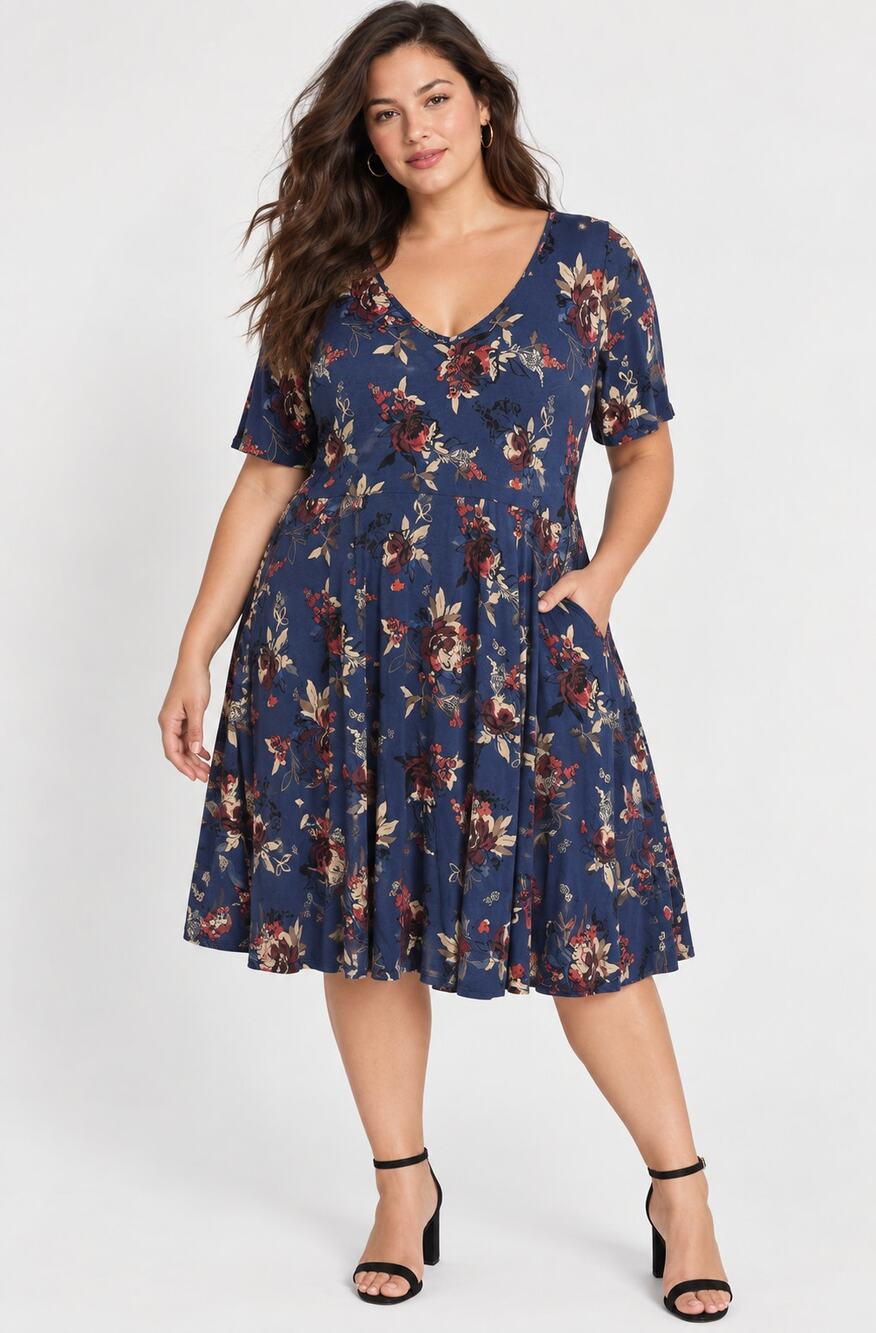 Torrid Super Soft Knit Short Sleeve Dress Women’s Plus Size 2X Floral Blue